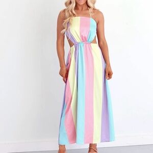 Savvy Pastel Striped Maxi Dress